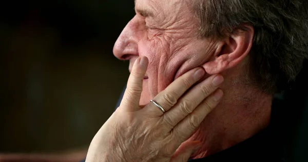 Pensive Older Man Thinking Contemplative Senior Person Scratching Face Yawning — Stock Photo, Image