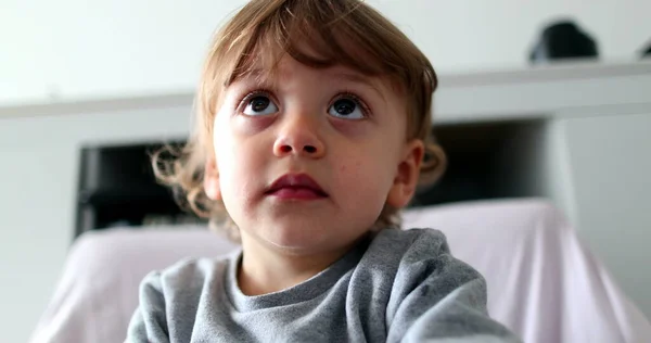 Portrait Baby Boy Hypnotized Screen Child Face Watching Cartoon — Fotografia de Stock