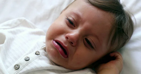 Δακρύβρεχτο Μωρό Που Κλαίει Ένας Χρόνος Είπε Κλάματα Παιδιών — Φωτογραφία Αρχείου