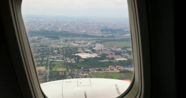 Passenger Pov Looking Airplane Window — Stockfoto