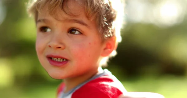 Happy Toddler Boy Child Outdoors Expressive Joyful Kid — Stock Photo, Image