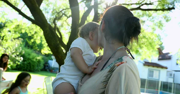 Mother Holding Baby Child Summer Day — 스톡 사진