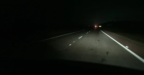 Perspektywa Pasażera Jazdy Autostradzie Nocy — Zdjęcie stockowe