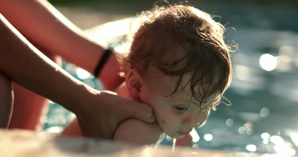 Baby Enjoying Swimming Pool Water Infant One Year Old Toddler — Stockfoto