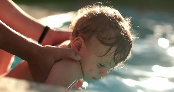 Baby Enjoying Swimming Pool Water Infant One Year Old Toddler — 스톡 사진