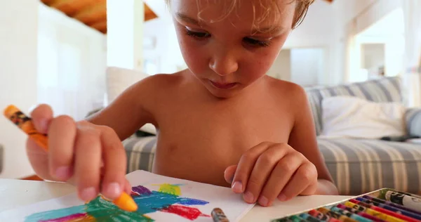 Maluch Rysunek Dziecka Kredki Długopis Kolor — Zdjęcie stockowe