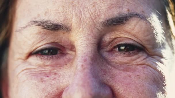 Mata Wanita Senior Macro Menutup Orang Tua Wajah Dan Mata — Stok Video