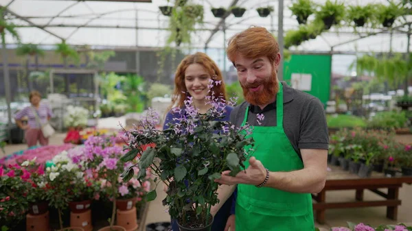 Homem Ajudando Cliente Selecionar Planta Loja Local Flor Negócio Homem — Fotografia de Stock