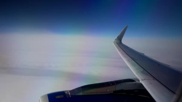 Traveling Plane Pov Perspective Cloud Beautiful Landscape Flight Travel Concept — Vídeos de Stock