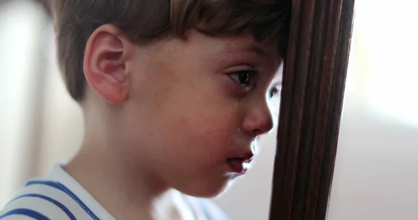 One Sad Little Boy Tearful Child Feeling Displeased — Stock Photo, Image