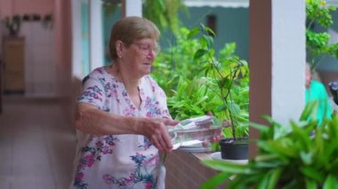 Huzur Evinin Bahçesinde Sulama Bitkilerinin Yaşlılara Özel Özgün Ev Yaşlıları Yaşam Tarzı