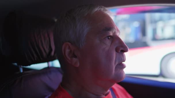 Interior Perspective Elderly Man Driving Senior Engaged Routine Commute — Stock Video