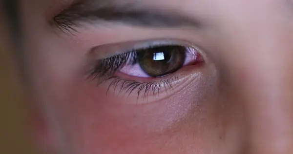 Boy Eye Staring Tablet Screen Playing Video Game Tech Macro — Zdjęcie stockowe