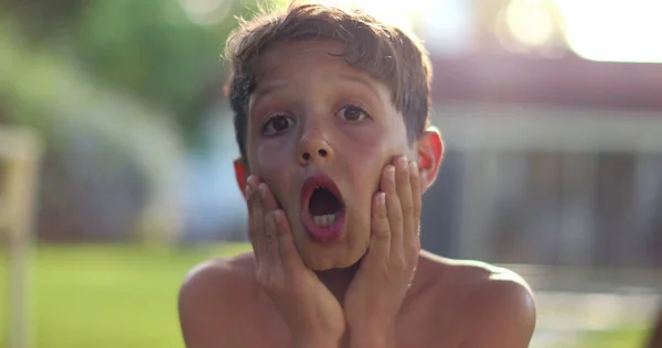 Child Boy Shock Reaction Despair Emotional Kid Reacting Confusion — Φωτογραφία Αρχείου