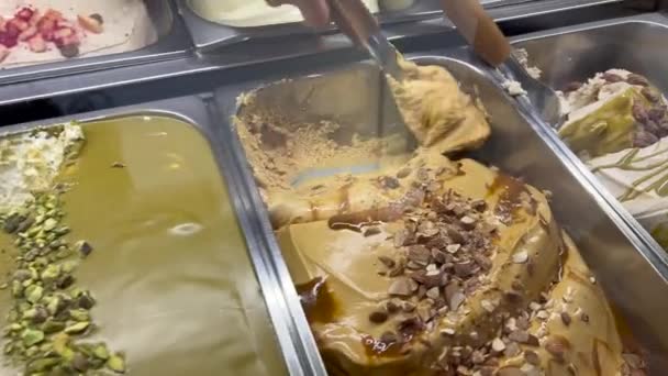 Скаутське Морозиво Магазині Гелатерія Італії Італійський Желатин Виставці Магазині Кафе — стокове відео