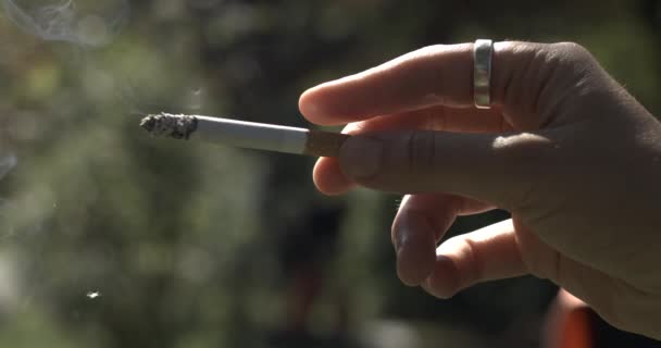 Finger Knacka Cigarett Aska Faller Bort Fångas Hög Hastighet Slow — Stockvideo