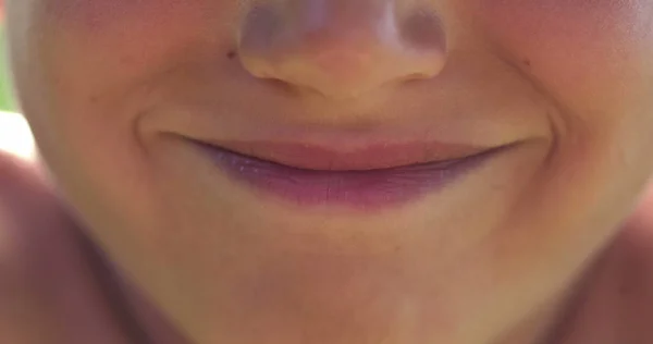 Positive Child Mouth Lips Smiling Feeling Happy Macro Close — Stock Photo, Image
