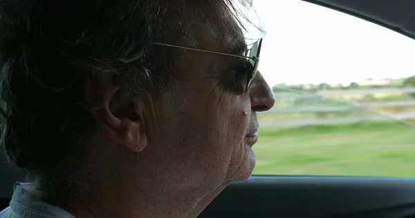 Senior Man Wearing Sunglasses Driving Road — Stock Fotó