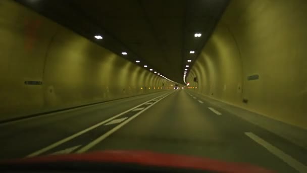 Pkw Insassen Tunnel Hektischer Geschwindigkeit Berufspendlerperspektive — Stockvideo