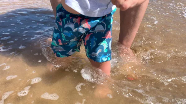 Adorable Infant Baby Beach Shore First Time —  Fotos de Stock