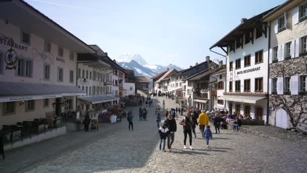 Fribourg Szwajcaria Circa March 2022 Starożytny Średniowieczny Zamek Gruyeres Tradycyjne — Wideo stockowe