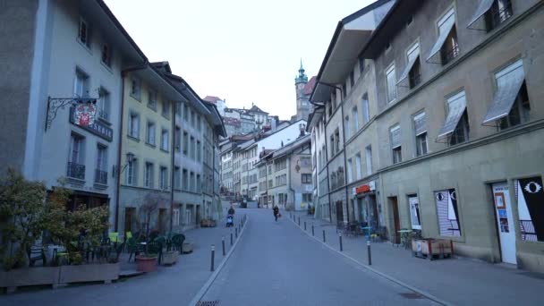 Fribourg Sviçre Circa Mart 2022 Geleneksel Fribourg Sviçre Kasabasında Antika — Stok video