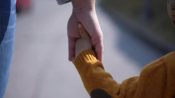 Mama Copilul Ținând Mâinile Împreună Mergând Înainte Aer Liber — Videoclip de stoc
