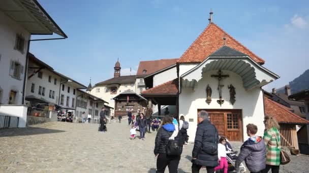 Fribourg Szwajcaria Circa March 2022 Starożytny Średniowieczny Zamek Gruyeres Tradycyjne — Wideo stockowe