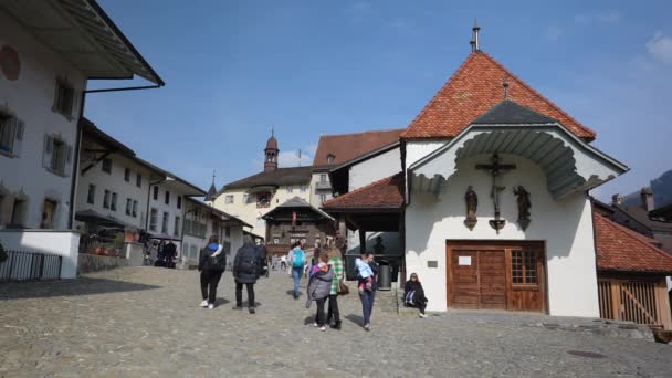 Freiburg Schweiz Circa März 2022 Mittelalterliches Schloss Gruyeres Der Historischen — Stockvideo