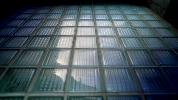 Glasblock Väggyta Byggnaden Exteriör Fönster Tegel Fasad Arkitektur Samtida Detaljer — Stockvideo