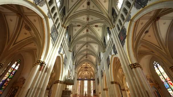 Fribourg Switzerland Circa March 2022 Interior Saint Nicholas Cathedral Traditional — Stock Video