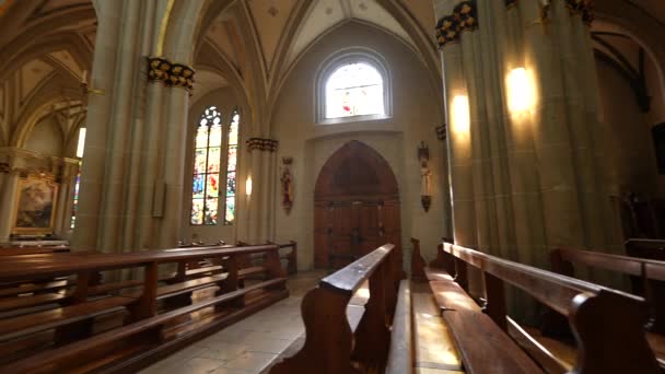 Friburgo Svizzera Circa Marzo 2022 Secoli Vecchia Cattedrale San Nicola — Video Stock