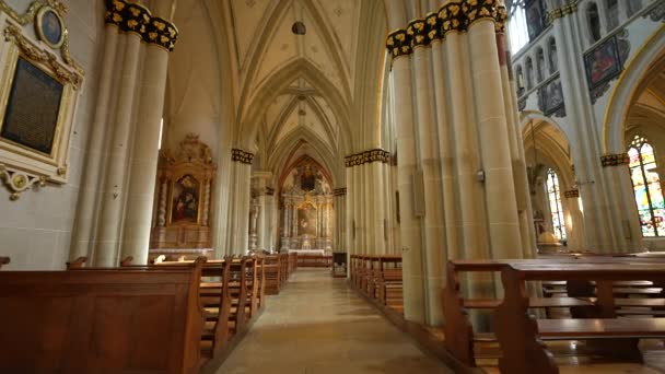 Fribourg Sviçre Çemberi Mart 2022 Geleneksel Katolik Katedrali Aziz Nicholas — Stok video