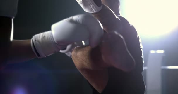 Fighter Ring Kicking Rival Super Slow Motion 800 Fps Speed — Stock Video