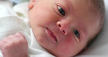 Newborn baby portrait first day of life