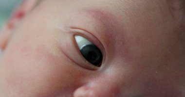 Newborn baby close-up macro face