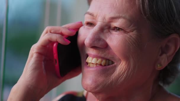 Joyeuse Femme Âgée Engageant Dans Une Conversation Téléphonique Senior Femme — Video