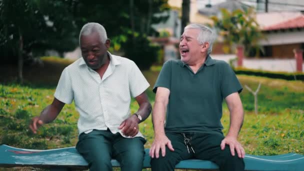 Dva Staří Muži Smějící Parku — Stock video
