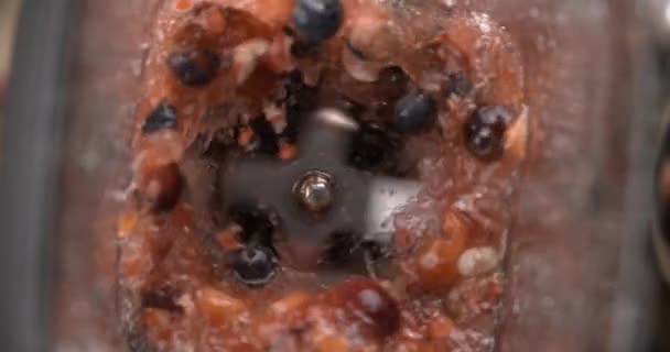 Ação Liquidificador Alta Velocidade Preparação Batido Bagas Mistura Frutas Super — Vídeo de Stock