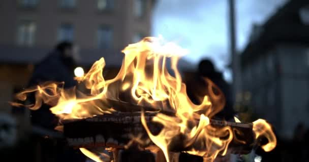 800 Fps High Speed Captured Hypnotizing Flames Bonfire Warm Blijven — Stockvideo