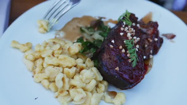 Posh Eatery Tadına Bakanların Yakın Çekim Mutfağı Makarna — Stok video