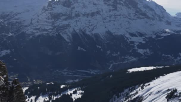 Paesaggio Svizzero Durante Stagione Invernale Grindelwald Vetta Con Montagne Coperte — Video Stock