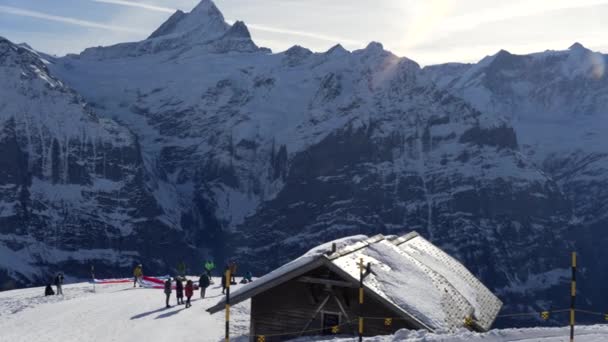 Berglandschap Zwitserse Alpen Bedekt Met Sneeuw Prachtig Uitzicht Alpen Zwitserland — Stockvideo