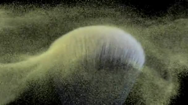 Mișcarea Ultra Lentă Pensulelor Cosmetice Care Ciocnesc Efectele Particulelor Galbene — Videoclip de stoc