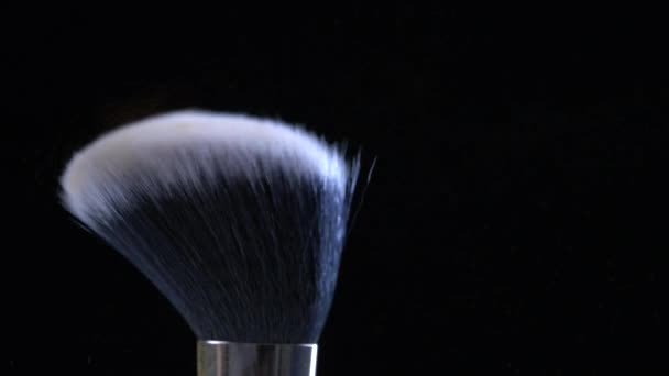 Szczotki Kosmetyczne Zderzają Się Sobą Makro Zbliżenie Detal Sprzętu Piękności — Wideo stockowe