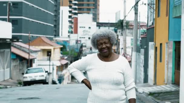 Retrato Uma Senhora Mais Velha Sul Americana Rua Urbana Cidade — Vídeo de Stock