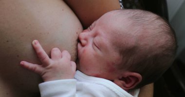 Infant newborn breastfeeding suckling feeding mother breast