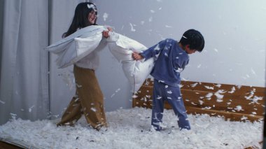 Kardeşler Neşeli Yastık Savaşı - Havadaki Tüyler, Ağır Çekimde 1000 FPS 'de Yakalandı