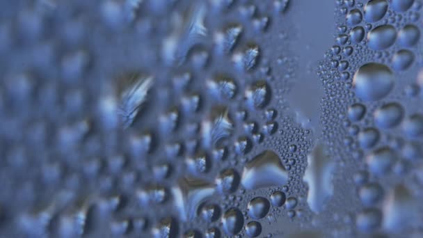 Makro Perspektywa Kropel Kondensacyjnych Szybie Bubbles Glass Surface — Wideo stockowe