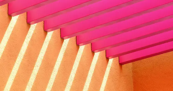 Pink colorful lines architecture detail with light